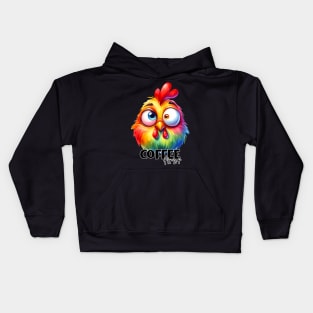 Coffee first funny chicken Kids Hoodie